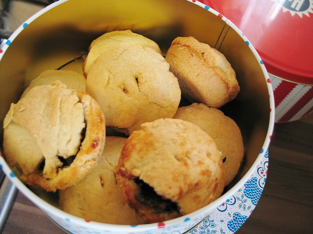 Ugly mince-pies I made from scraps of leftover pie crust.