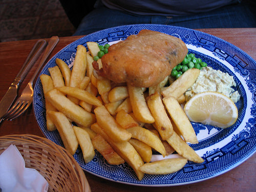 Vegan tofush & chips at Norman's Coach & Horses, Soho, London