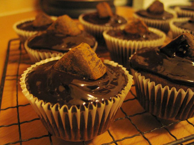 Vegan double chocolate truffle cupcakes
